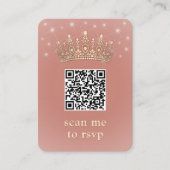 Carte D'accompagnement Quinceañera Photo QR RSVP Rose Gold Crown Scan Me (Devant)