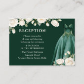 Carte D'accompagnement Quinceanera Réception Princesse Robe Rose Vert (Devant)