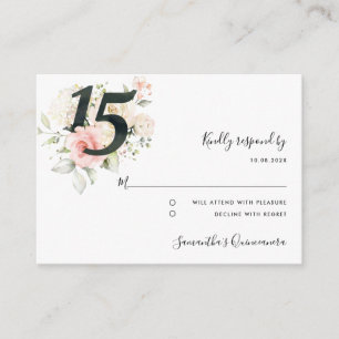 Carte D'accompagnement Quinceanera rose 15e anniversaire Floral RSVP
