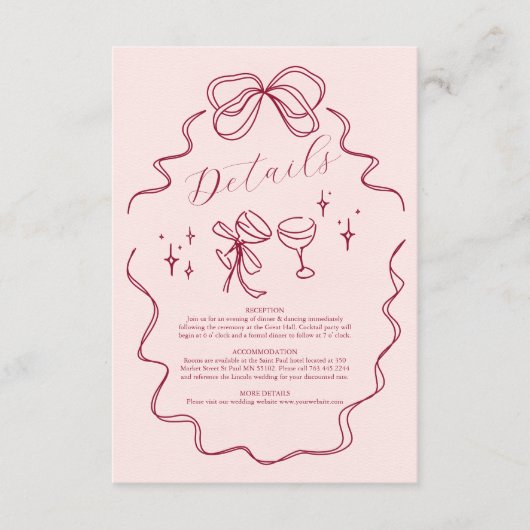 Carte D'accompagnement Quirky Bow Mariage manuscrit (Devant)