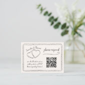 Carte D'accompagnement Quirky Whimsical Main tiré Mariage QR code RSVP (Debout devant)