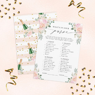 Carte D'accompagnement Qu'y a-t-il dans votre sac ? Jeu de fête floral Ch