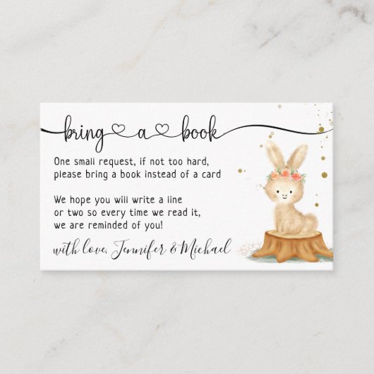 Carte D'accompagnement Rabbit Bunny Cute Bring a book (Devant)