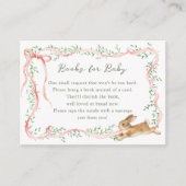 Carte D'accompagnement Rabbit Floral Pink Bow Baby Shower Book Request (Devant)