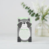 Carte D'accompagnement Raccoon Baby shower vert (Debout devant)
