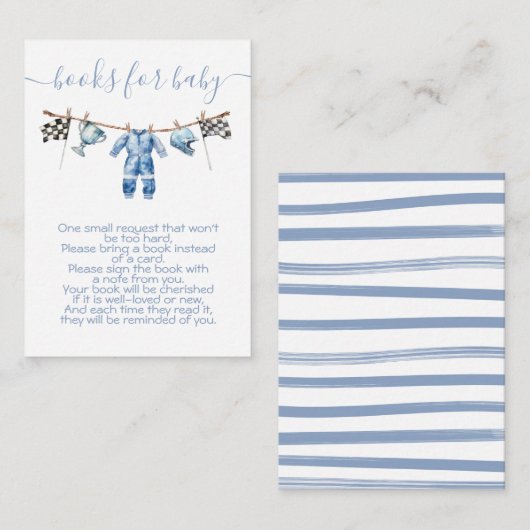 Carte D'accompagnement Race Car clothesline Livres pour bébé (Devant / Derrière)