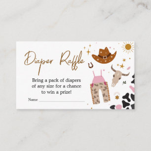 Carte D'accompagnement Raffin de Baby shower à couche rose Western