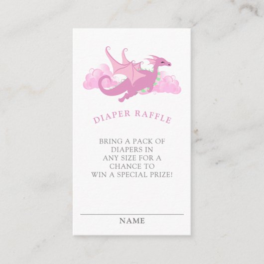 Carte D'accompagnement Raffin de Baby shower de couches de de dragon ros (Devant)