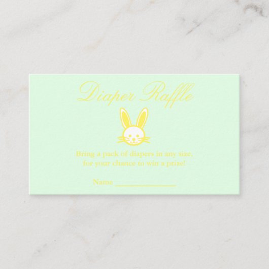 Carte D'accompagnement Raffin de Baby shower de lapin jaune (Devant)