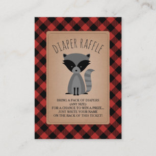 Carte D'accompagnement Raffin de Baby shower Plaid Raccoon