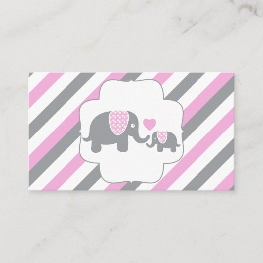 Carte D'accompagnement Raffin de couches pour éléphants blancs, roses et (Devant)