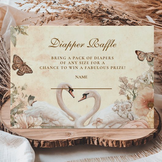 Carte D'accompagnement Raffin de diappeur de cygne floral romantique