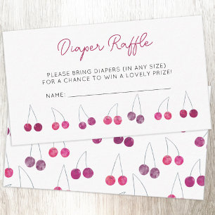 Carte D'accompagnement Raffle de couche de Baby shower cerise
