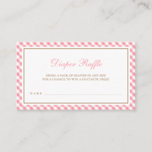 Carte D'accompagnement Raffle de couche de Baby shower rose En vichy fill
