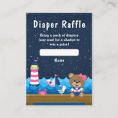 Carte D'accompagnement Raffle de couche marine et rose d'ours de fille na (Devant)