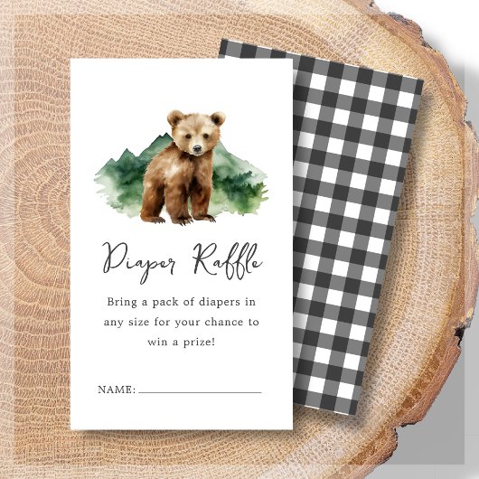 Carte D'accompagnement Raffle de couches | Baby shower Bear Cub