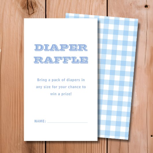 Carte D'accompagnement Raffle de couches | Baby shower bleu plaqué