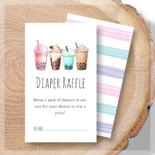 Carte D'accompagnement Raffle de couches   Baby shower Bubble Tea Boba