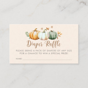 Carte D'accompagnement Raffle de couches   Baby shower citrouille Fall Fo