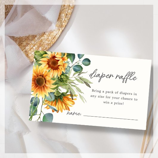 Carte D'accompagnement Raffle de couches | Baby shower de tournesol