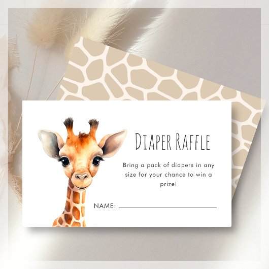 Carte D'accompagnement Raffle de couches | Baby shower Giraffe