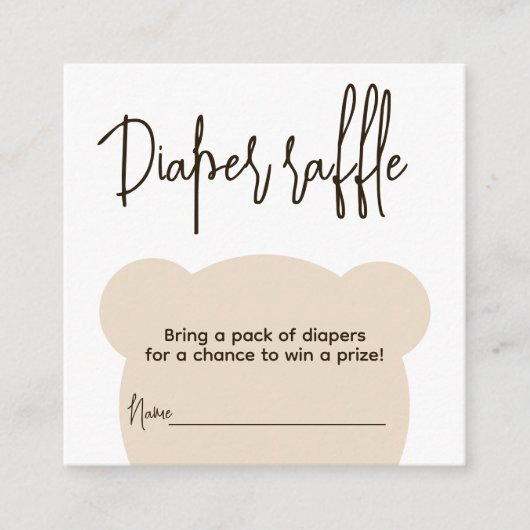 Carte D'accompagnement Raffle de couches Baby Shower ours simple minimali (Devant)