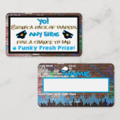 Carte D'accompagnement Raffle de couches Hip hop bleu et noir urbain (Devant / Derrière)