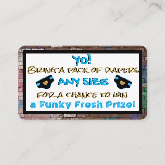 Carte D'accompagnement Raffle de couches Hip hop bleu et noir urbain (Devant)