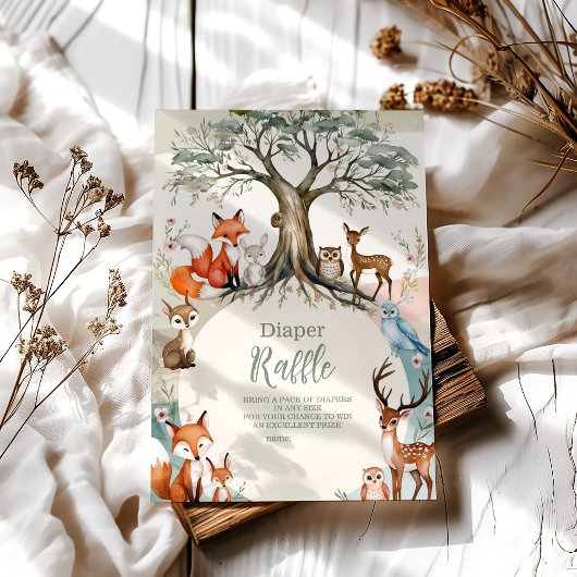 Carte D'accompagnement Raffle de Diapper Animaux de Forêt Boisée