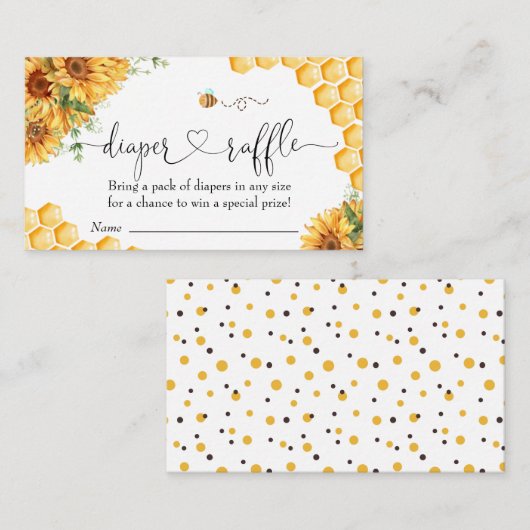 Carte D'accompagnement Raffle de la couche de Baby shower d'abeilles (Devant / Derrière)