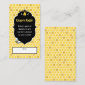 Carte D'accompagnement Raffle de la couche de Baby shower d'abeilles (Devant / Derrière)