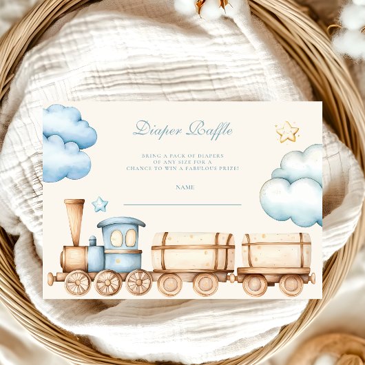 Carte D'accompagnement Raffle Diapper Baby shower du train aquarelle