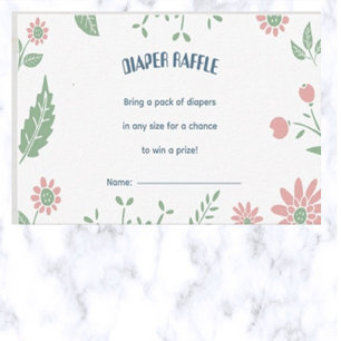 Carte D'accompagnement Raffle Pastel Floral Diaper modifiable