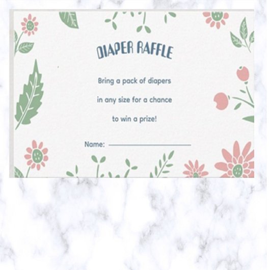 Carte D'accompagnement Raffle Pastel Floral Diaper modifiable