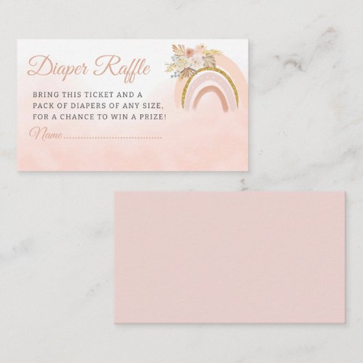 Carte D'accompagnement Rainbow Boho Pampas Grass rose fille Diaper Raffin (Devant / Derrière)