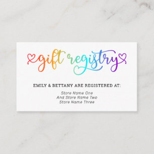 Carte D'accompagnement Rainbow Cute Hearts Cadeau Registre LGBT Mariage