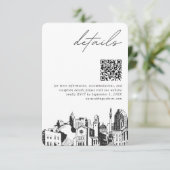 Carte D'accompagnement Raleigh Mariage moderne Détails QR Code (Debout devant)