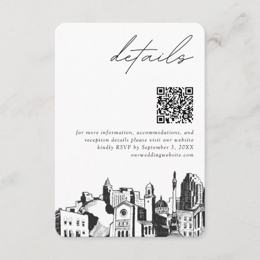 Carte D'accompagnement Raleigh Mariage moderne Détails QR Code (Devant)