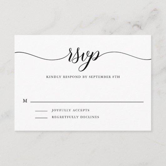 Carte D'accompagnement Rayures noires et blanches | Réponse simple script (Devant)