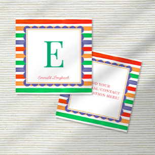 Carte D'accompagnement Rayures Préparatoires Monogramme Coquille Coloré