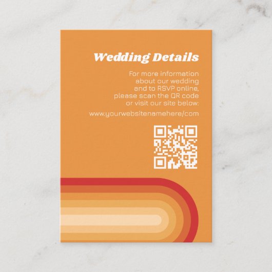 Carte D'accompagnement Rayures Rétro - Mariage Moderne Coucher de Soleil  (Devant)