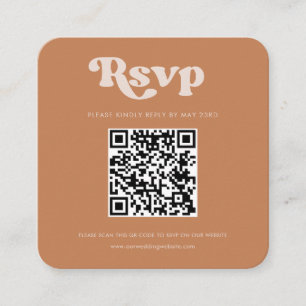 Carte D'accompagnement Réaction RSVP de code QR de sucre brun rétro éléga