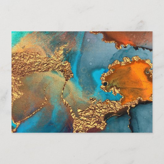 Carte D'accompagnement Réception Abstraite Mystique Coral Gold (Dos)