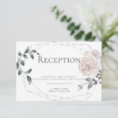 Carte D'accompagnement Réception | Aquarelle Dusty Rose Floral Argent (Debout devant)