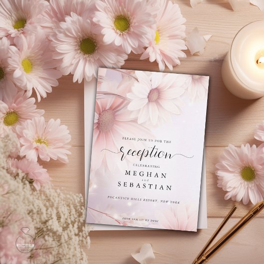 Carte D'accompagnement Réception Baise rose pâle