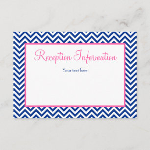 Carte D'accompagnement Réception Bat mitzvah bleu rose de Chevron Navy