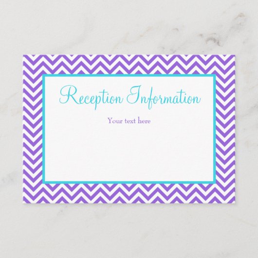 Carte D'accompagnement Réception Bat mitzvah Chevron Purple Turquoise Blu (Devant)