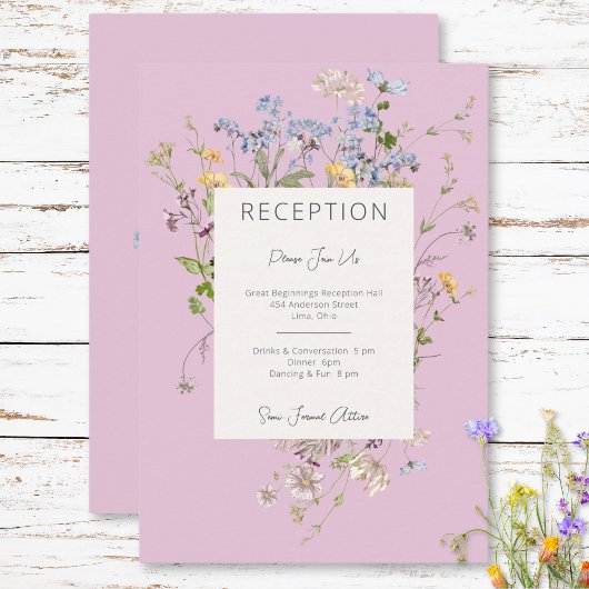 Carte D'accompagnement Réception Boho Fleur sauvage Rose