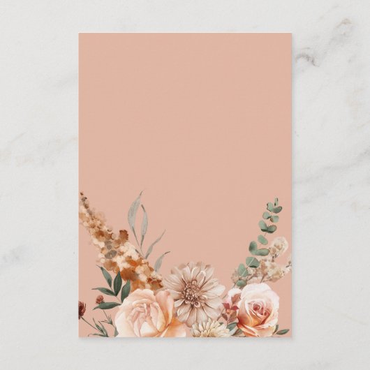 Carte D'accompagnement Réception Boho Peach & Rust Floral Peach Blush (Dos)
