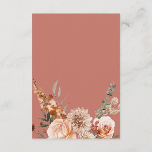 Carte D'accompagnement Réception Boho Peach & Rust Floral Rust (Dos)